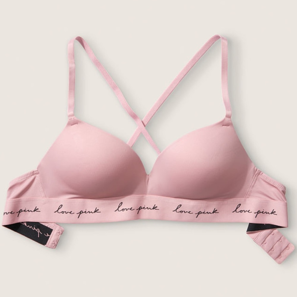 VS Pink Wireless Push Up Chris Cross/Reg Strap Bra